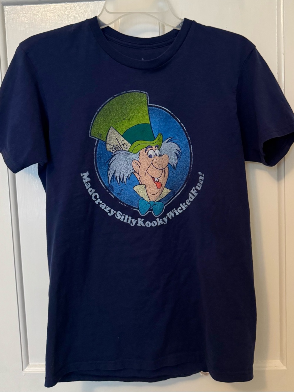 Hanes Navy Graphic Tee with Green Mad Hatter Illustration